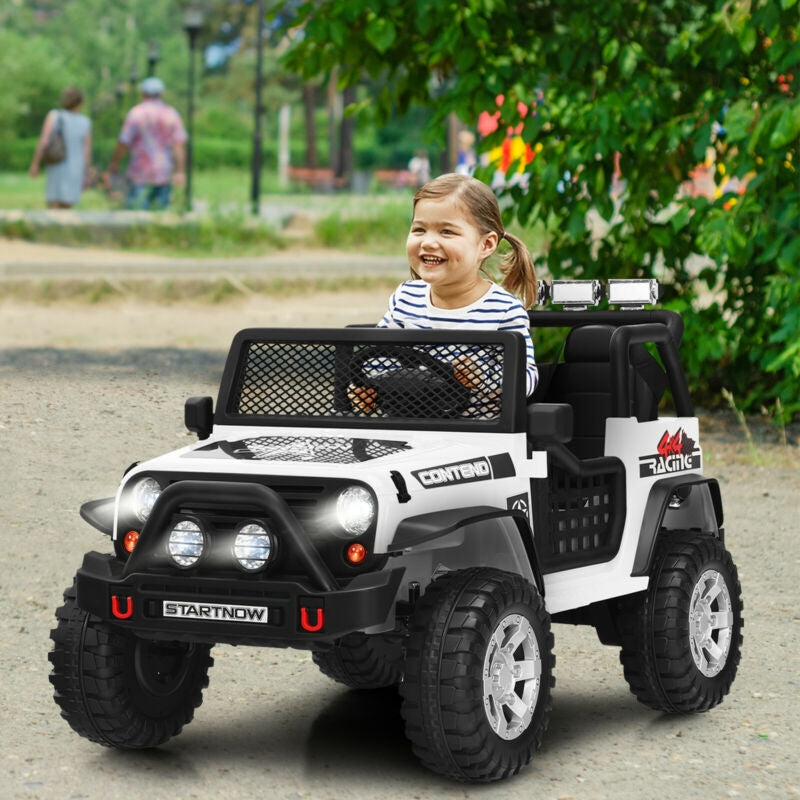 12V Ride-On Truck with Remote & Work Lever — White