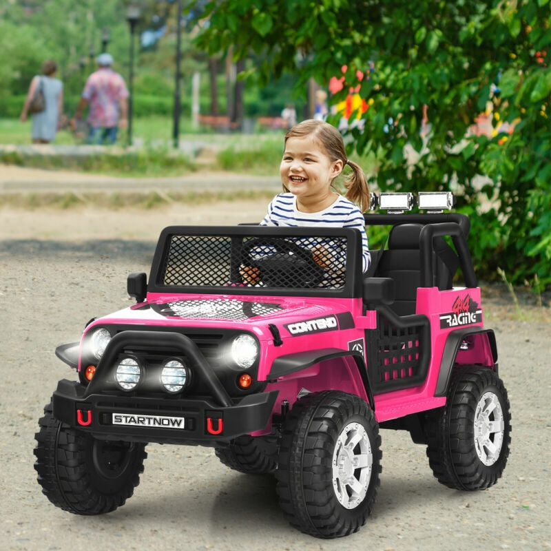 12V Kids Electric Ride On Truck with Remote Control and Operation Lever-Pink