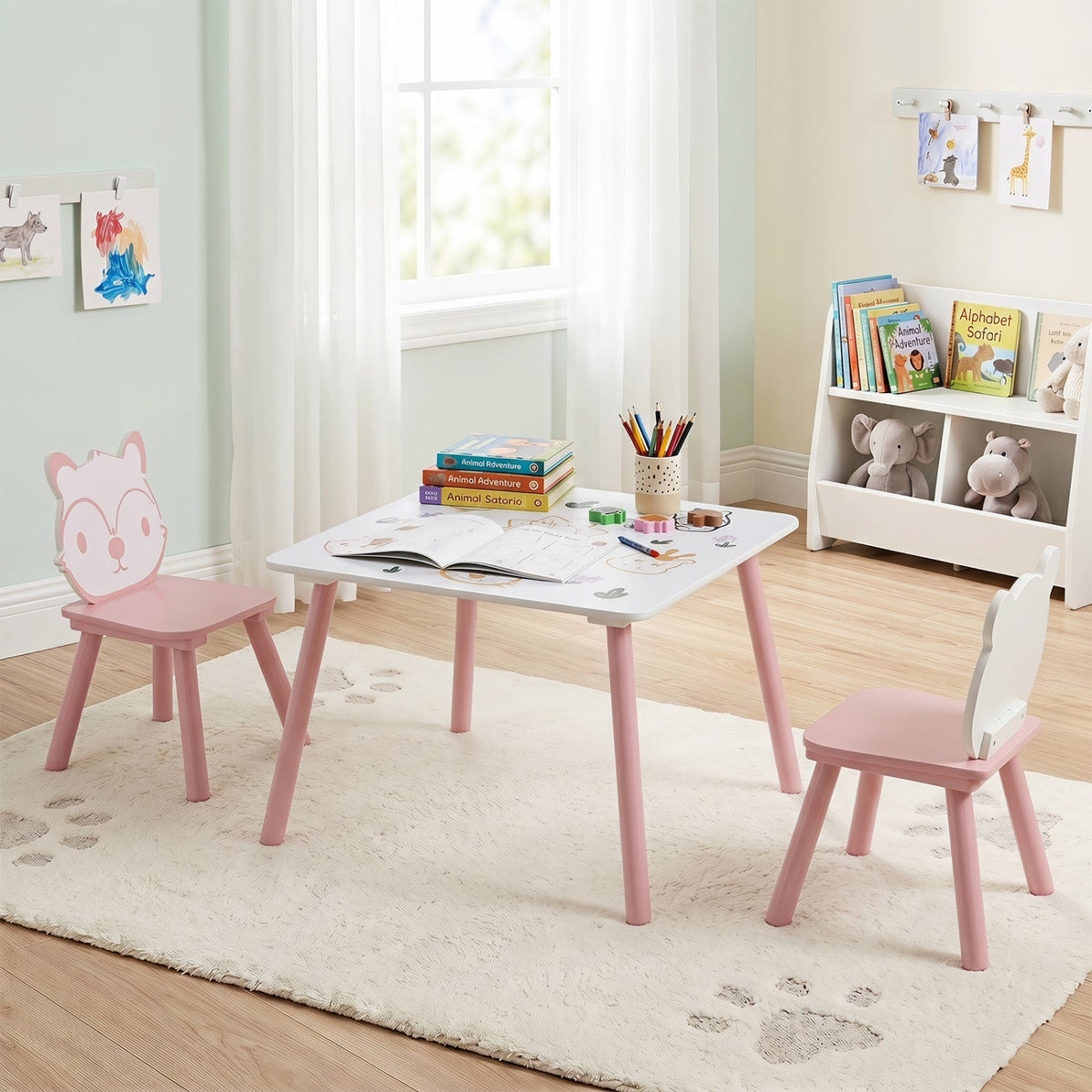 Animal Friends Kids Table & Chairs — 3 Pieces