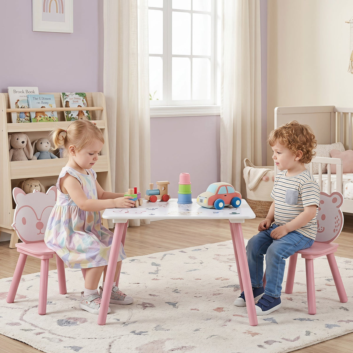 Animal Friends Kids Table & Chairs — 3 Pieces