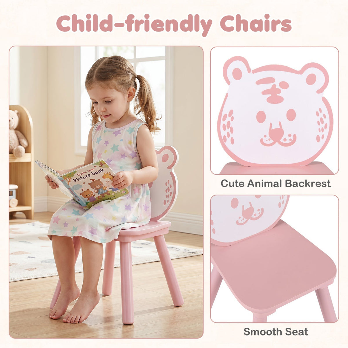 Animal Friends Kids Table & Chairs — 3 Pieces