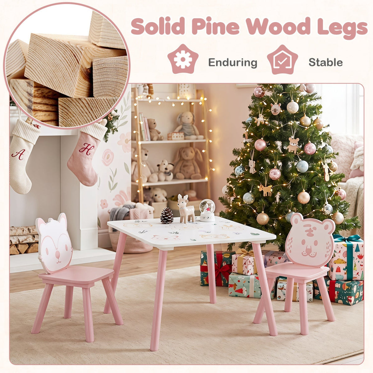Animal Friends Kids Table & Chairs — 3 Pieces