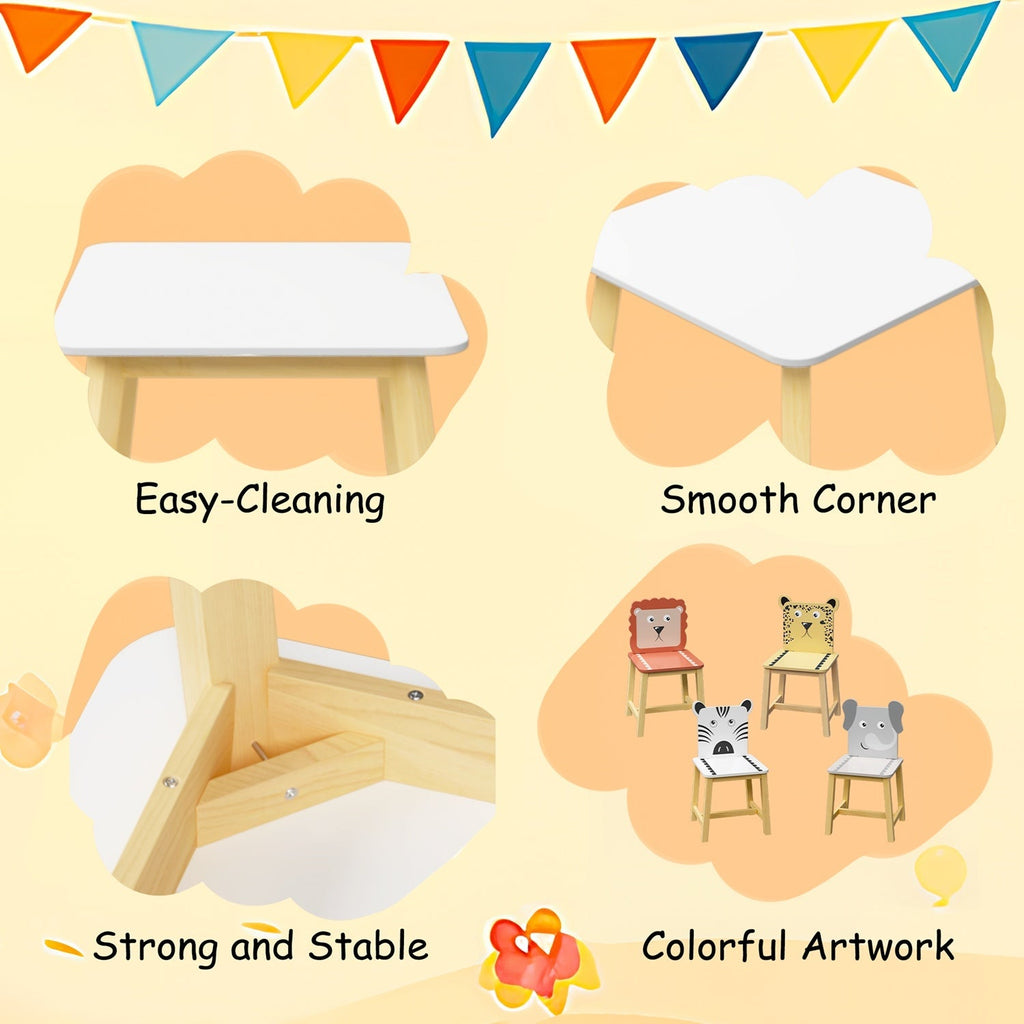 Animal Friends Kids Table & Chairs: 5 Pieces