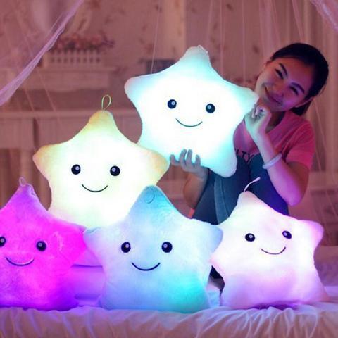 glowing star shaped LED pillow product photo showing the full item