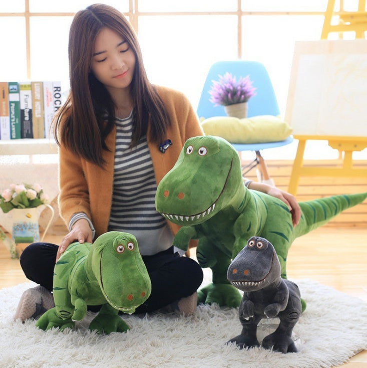The cute T-Rex dinosaur plush shown in detail