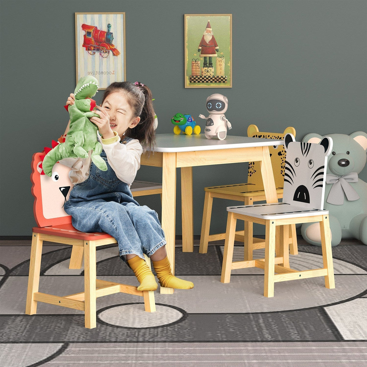 Animal Friends Kids Table & Chairs: 5 Pieces