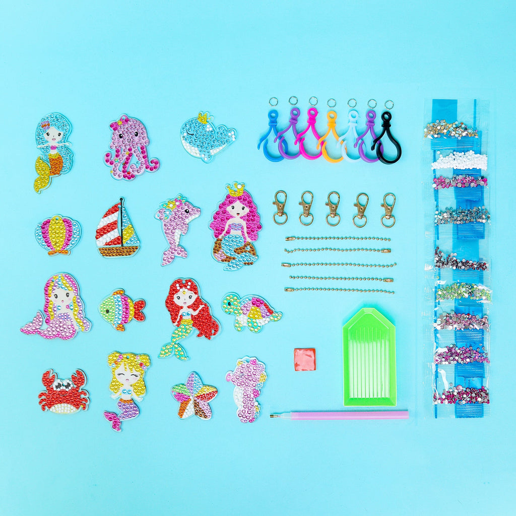 Adorable Keychains Diamond Art Kit – Mermaid (Set of 15) by Kitsville, image 7 of 8