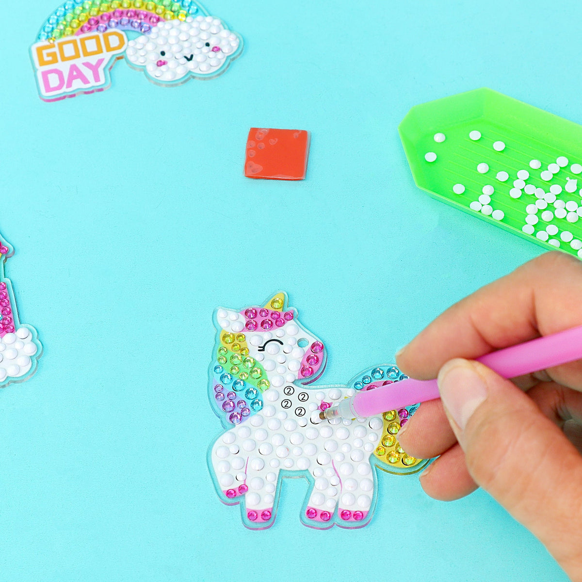 Adorable Keychains Diamond Art Kit – Unicorn (Set of 15) by Kitsville, image 4 of 7