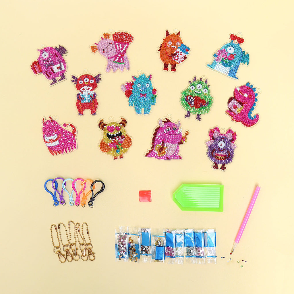 Adorable Keychains Diamond Art Kit – Monsters (Set of 15) by Kitsville, image 3 of 7