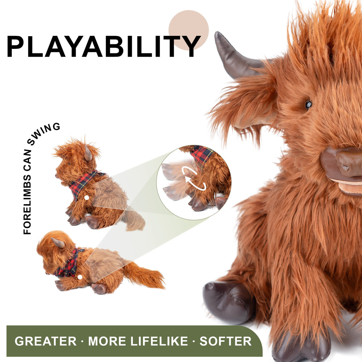 17.7 Inches Highland Cow Plush Handmade Collectable– Weighted Toy for Kids & Adults — product photo 6 of 10