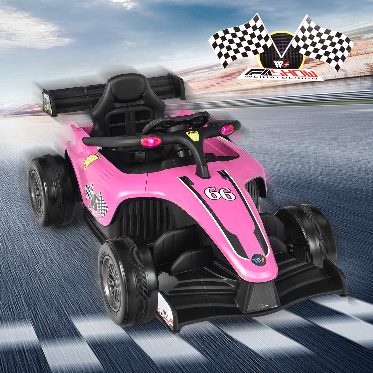 12V Formula Racing Ride-On with Remote — Pink