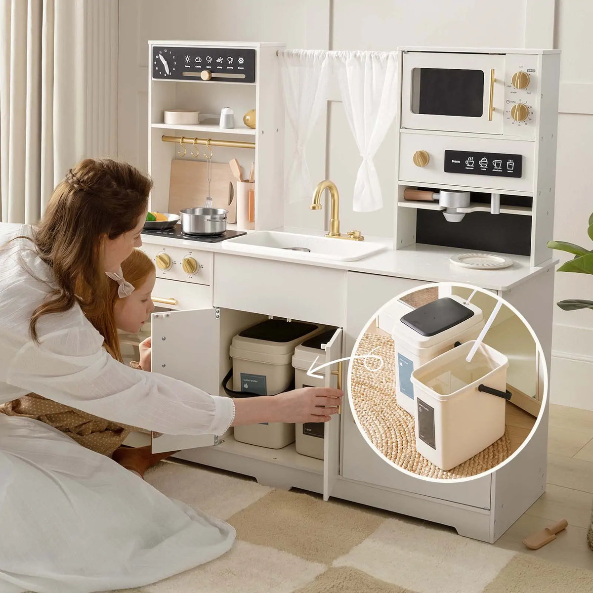 Tiny Land Play Kitchen with Running Water - Iconic Aqua Kitchen in Cream — product image 4 of 12