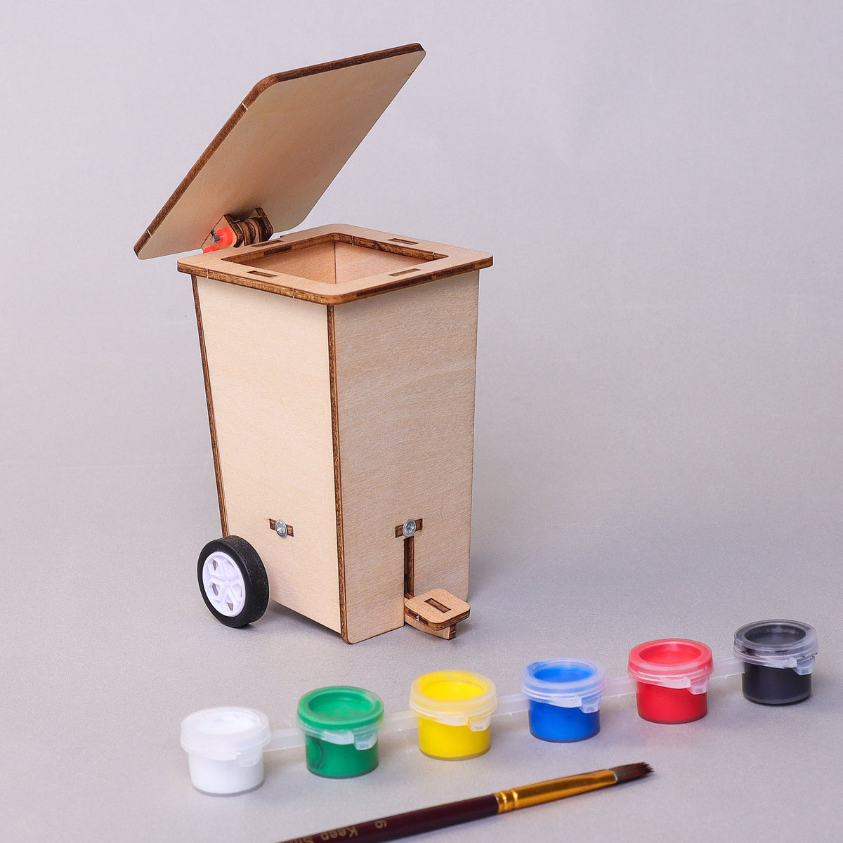 Build & Paint Mini Trash Cans (Set of 2) Craft Kit by Kitsville, image 2 of 7