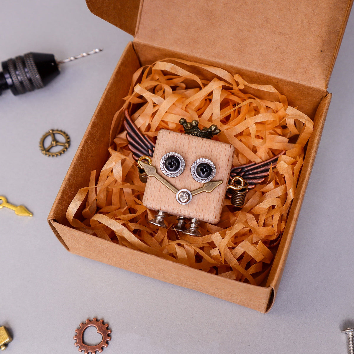 DIY Timberbot Kit – Build 2 Wooden Robots, Make Keychains & Necklace by Kitsville, image 10 of 11