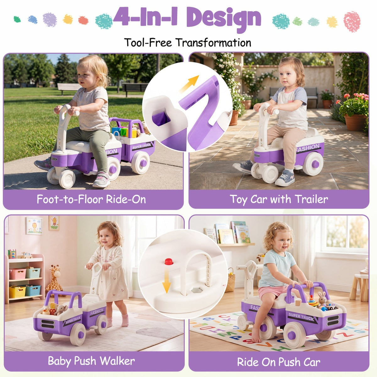 Little Cruiser 4-in-1 Ride-On Push Car