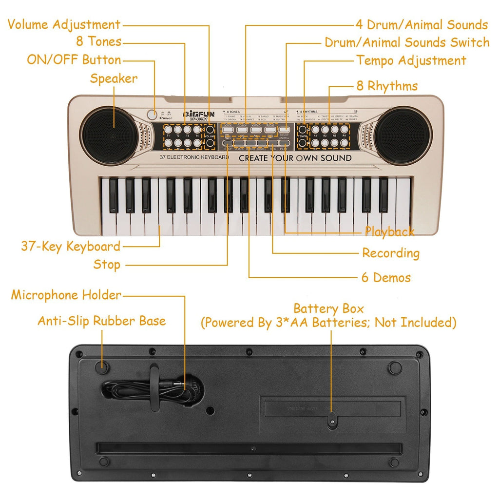 Tiny Tunes 37-Key Keyboard with Microphone