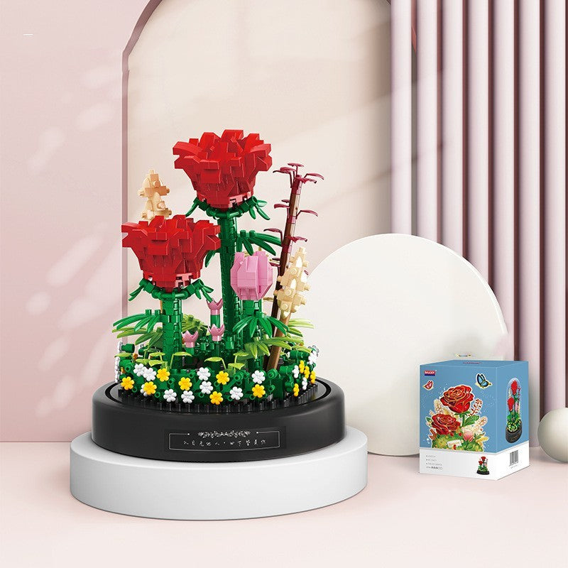 Side view of the flower bouquet building block set