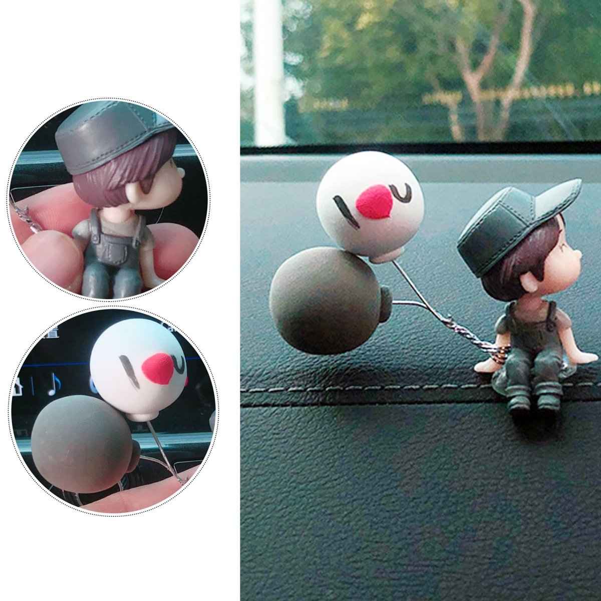 Romantic Anime Couple Figurines – 4PCS Resin Dashboard Decor