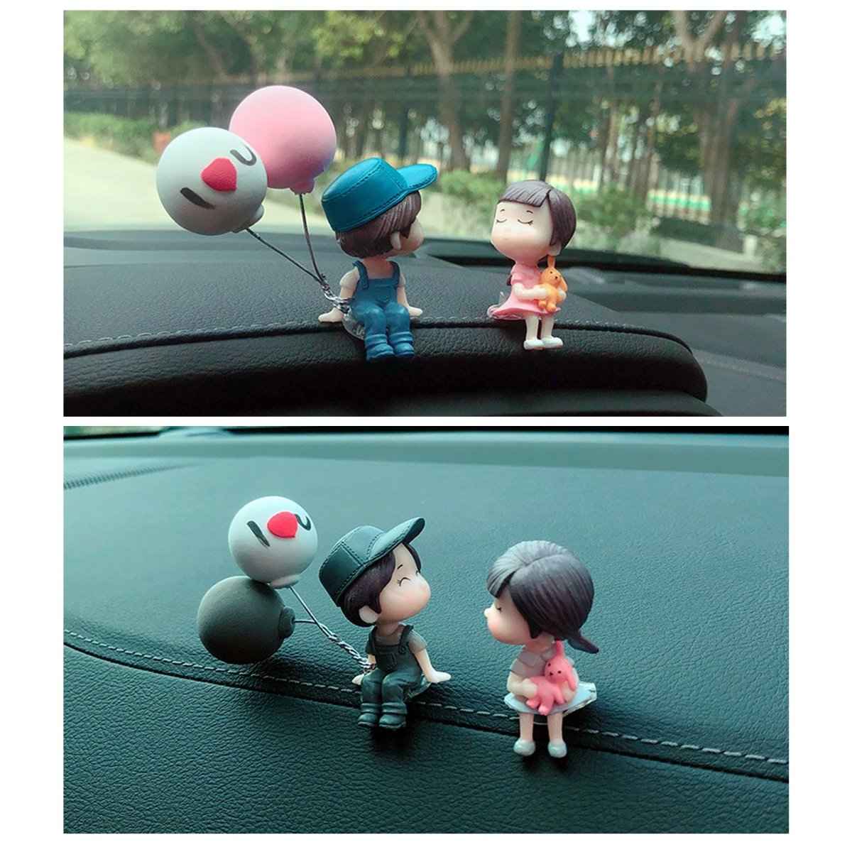 Romantic Anime Couple Figurines – 4PCS Resin Dashboard Decor
