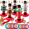 Five inflatable nutcracker ring toss targets with point values and colorful rings.