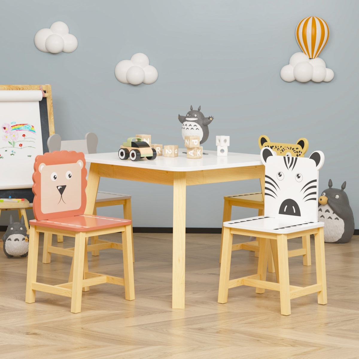 Animal Friends Kids Table & Chairs — 5 Pieces