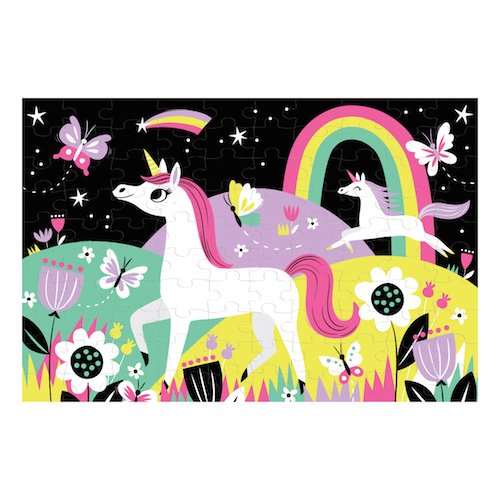 Mudpuppy Unicorns Glow-in-the-Dark Puzzle, 100 Pieces