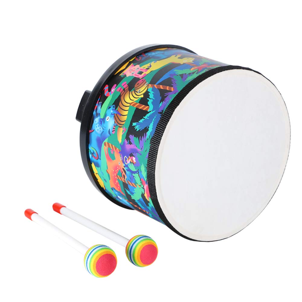 8-Inch Kids Floor Drum with Animal Print, 2 Mallets