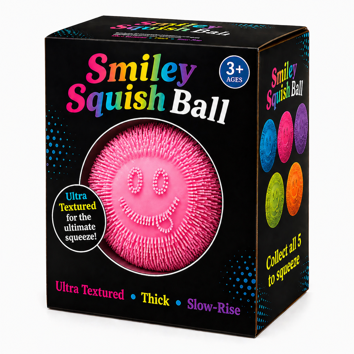 Textured Smiley Squish Ball Sensory Toy, Ages 3+