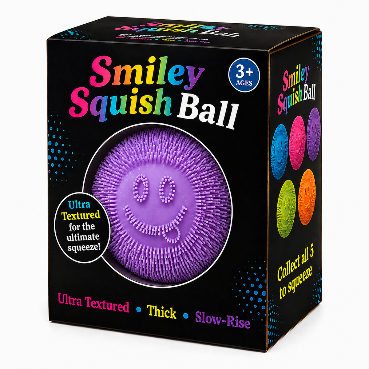 Textured Smiley Squish Ball Sensory Toy, Ages 3+