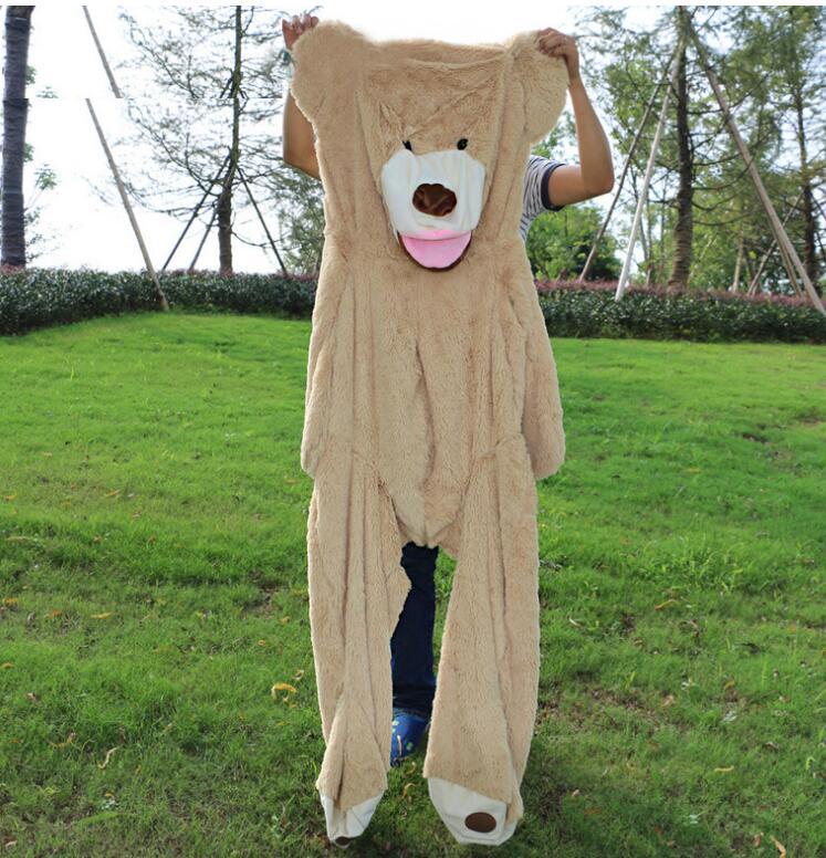 The unfilled giant teddy bear plush shell shown in detail