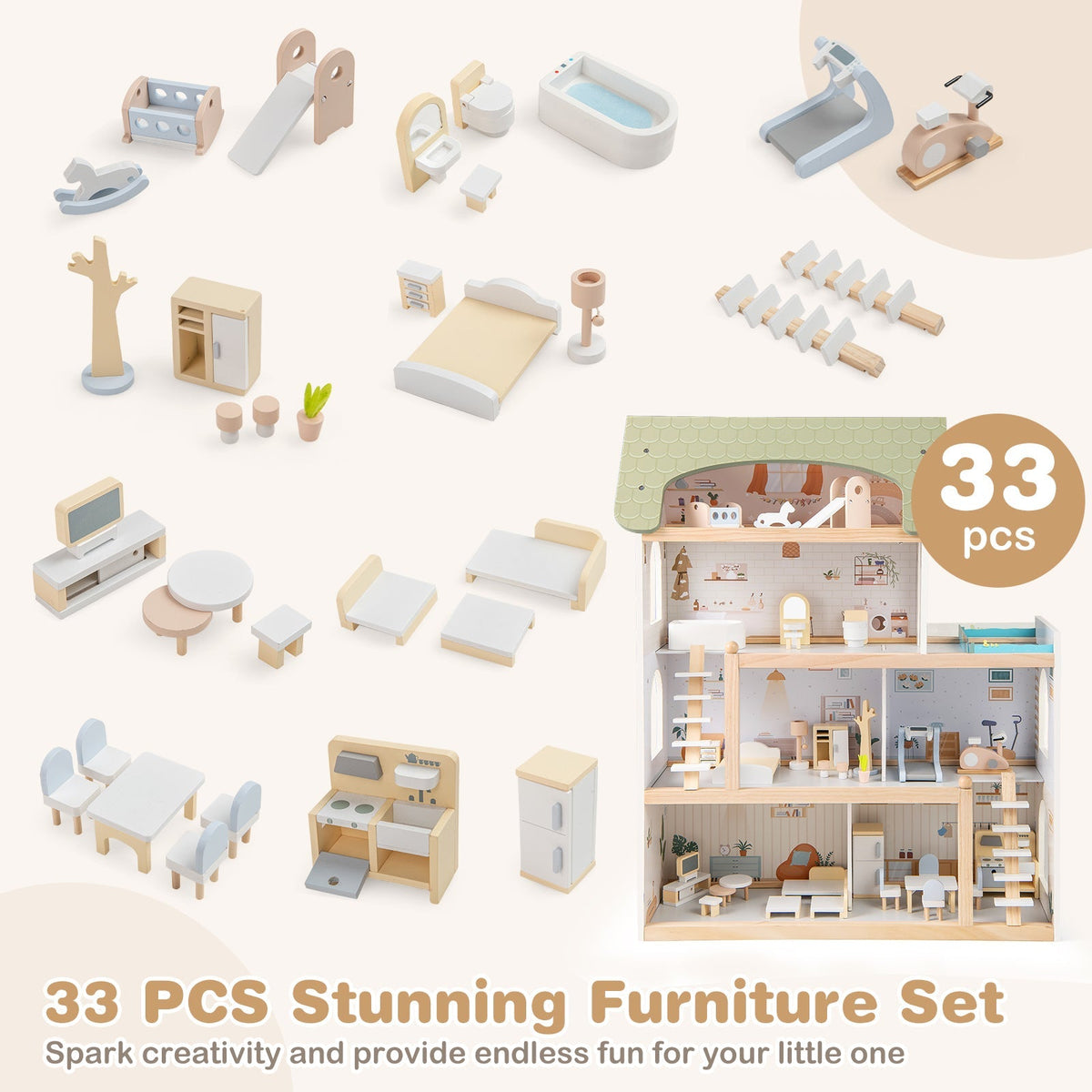 Garden Cottage Dollhouse — 33 Accessories