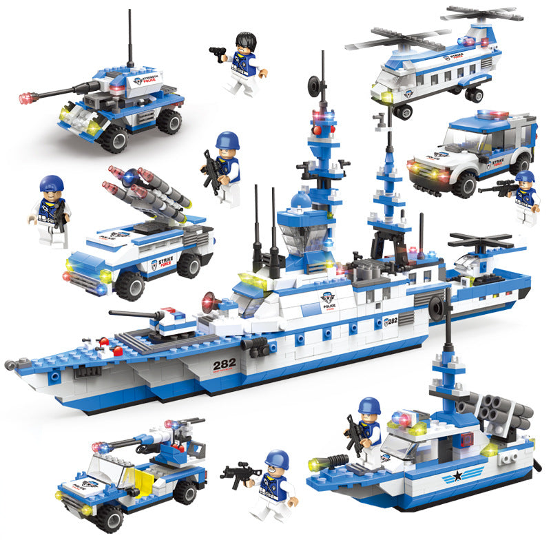 Close-up view of the military aircraft carrier building blocks