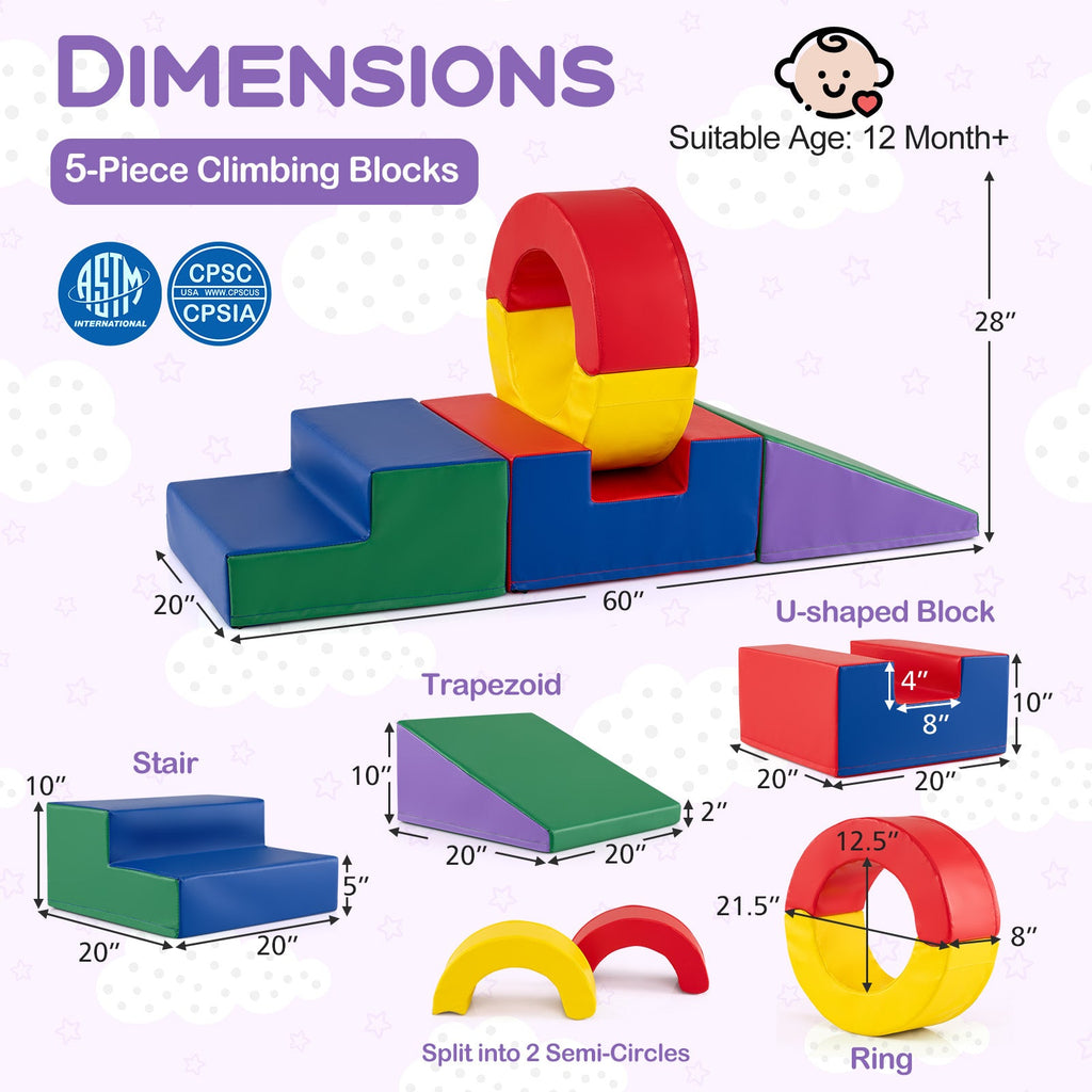 Rainbow Tumble Foam Climbing Set — 5 Pieces