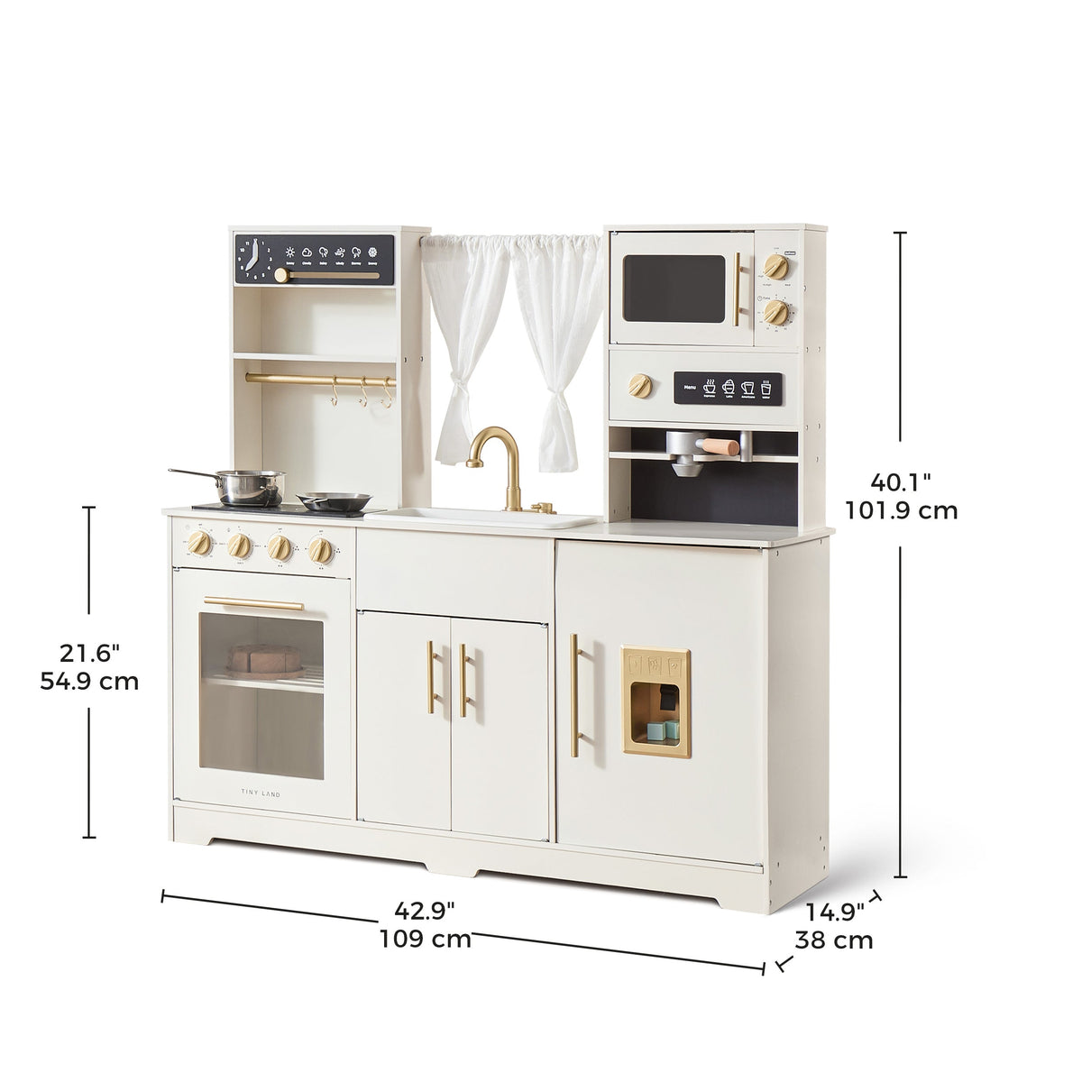 Tiny Land Play Kitchen with Running Water - Iconic Aqua Kitchen in Cream — product image 6 of 12