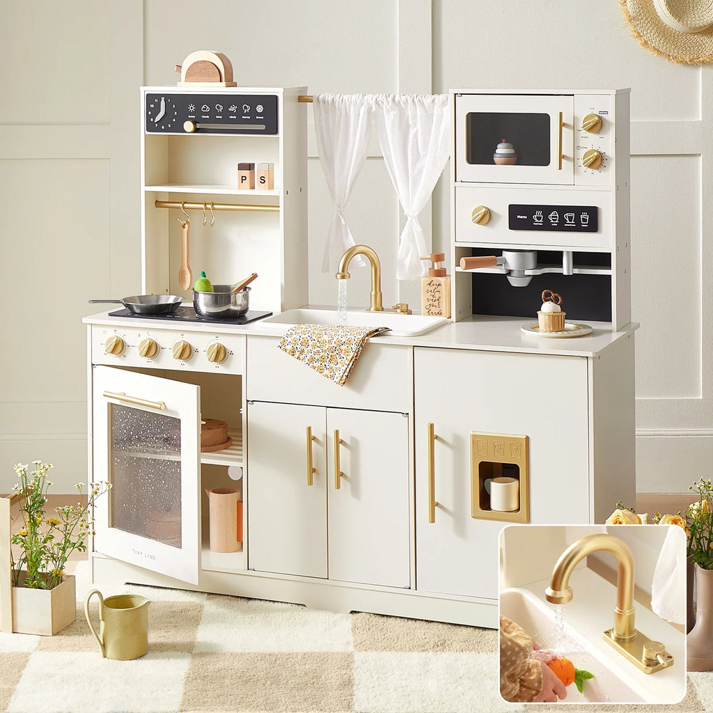 Tiny Land Play Kitchen with Running Water - Iconic Aqua Kitchen in Cream — product image 11 of 12