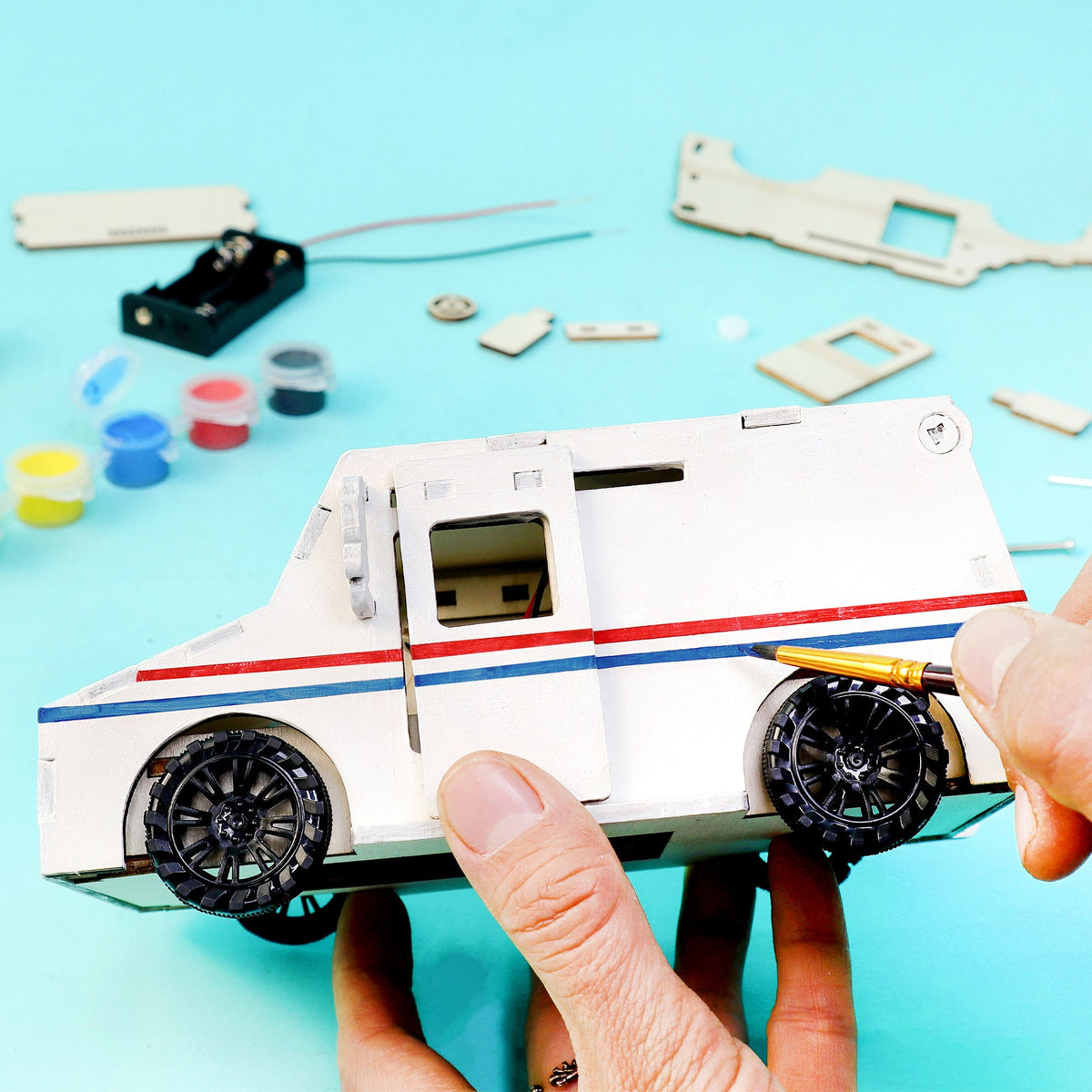 Delivery Truck STEM Kit – Build, Paint & Power a Moving Mail Truck by Kitsville, image 8 of 9