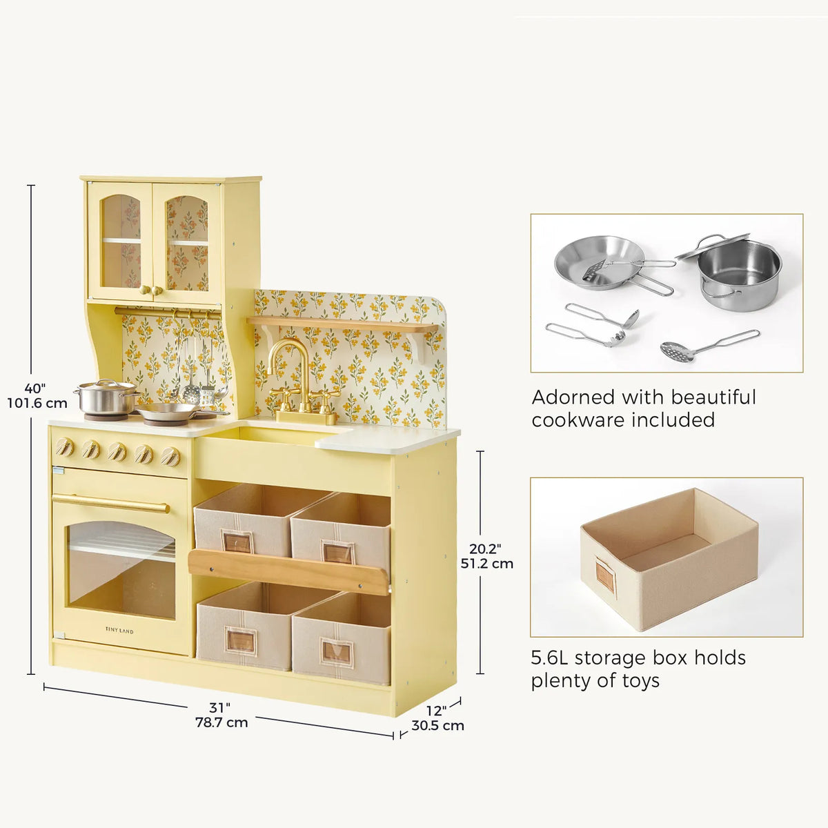 Tiny Land Wooden Play Kitchen with Storage for Creative Toddlers — product image 32 of 33