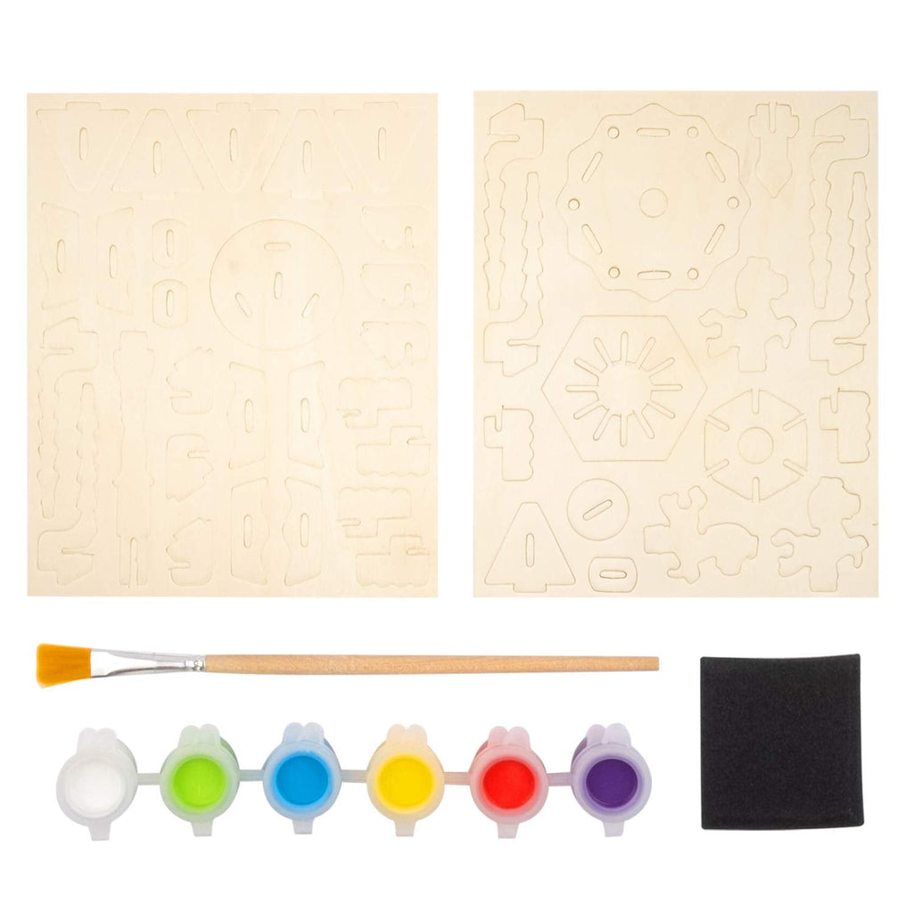 3D Wooden Carousel Puzzle & Paint Kit, 43 Pieces