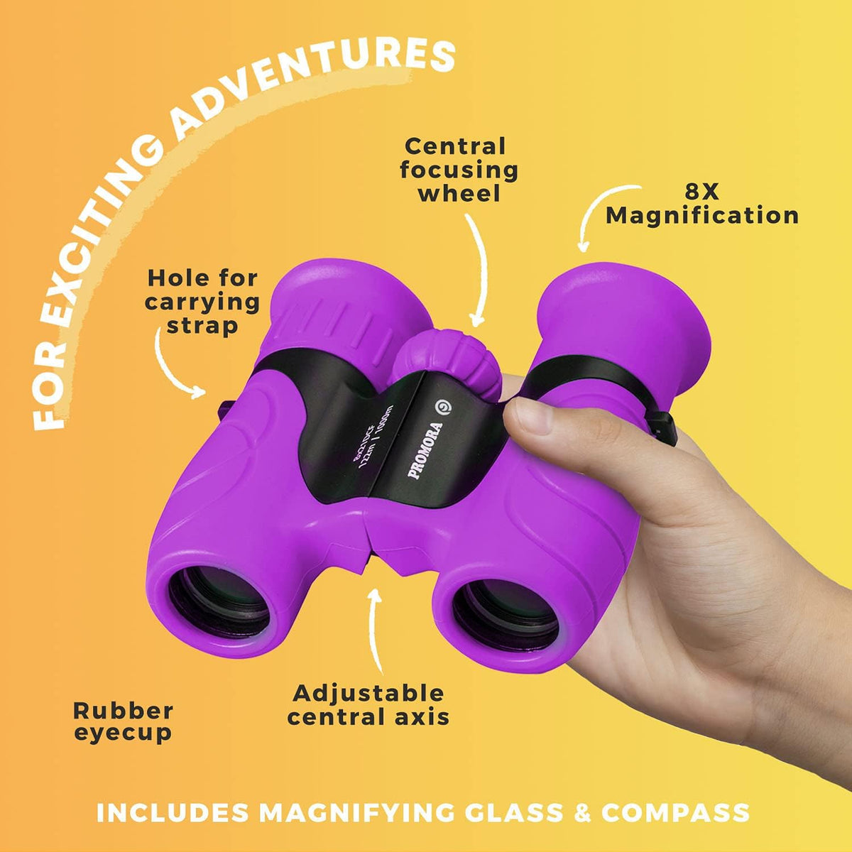 Kids 8×21 Outdoor Binoculars with Shock-Resistant Rubber Grip