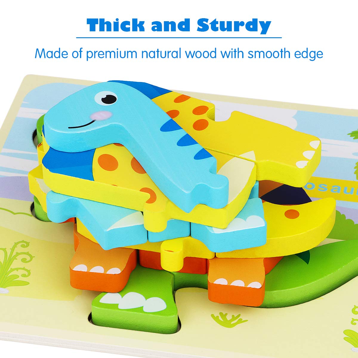 Wooden Dinosaur Puzzle Set — 7 Puzzles