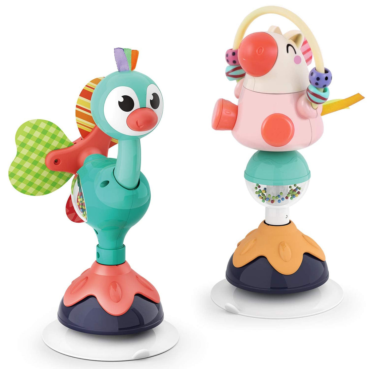2-Piece Baby Suction Spinner Rattle Toy Set for High Chair & Tray - product photo