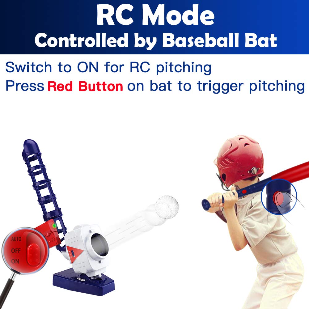 2-in-1 Baseball & Tennis Pitching Machine Set, Remote Bat, Ages 5–18