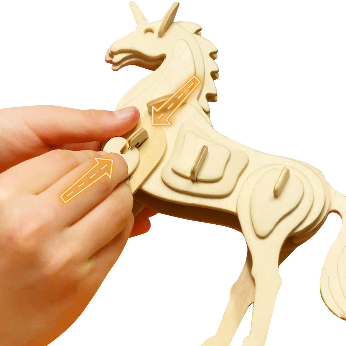 3D Wooden Carousel Puzzle & Paint Kit, 43 Pieces
