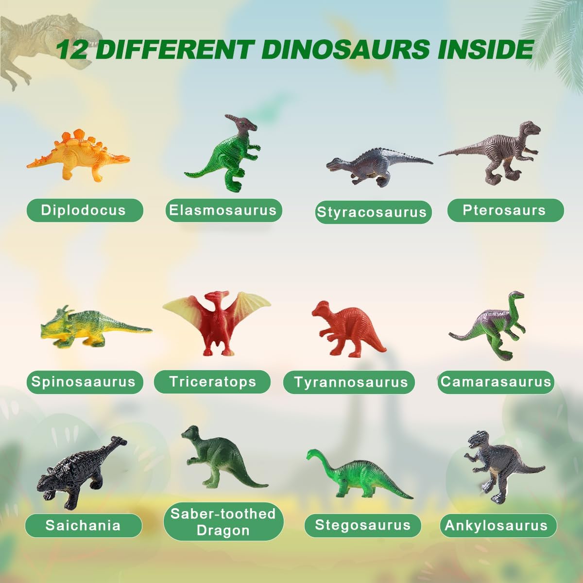 Dinosaur Egg Excavation Kit with 12 Dig Eggs & Mini Dinosaurs - product photo