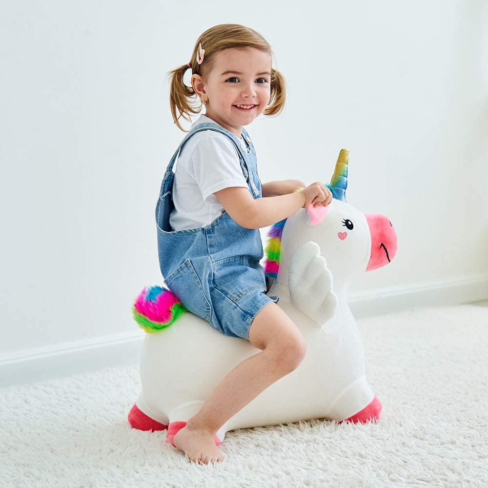 Inflatable Unicorn Hopper Ride-On Toy for Kids