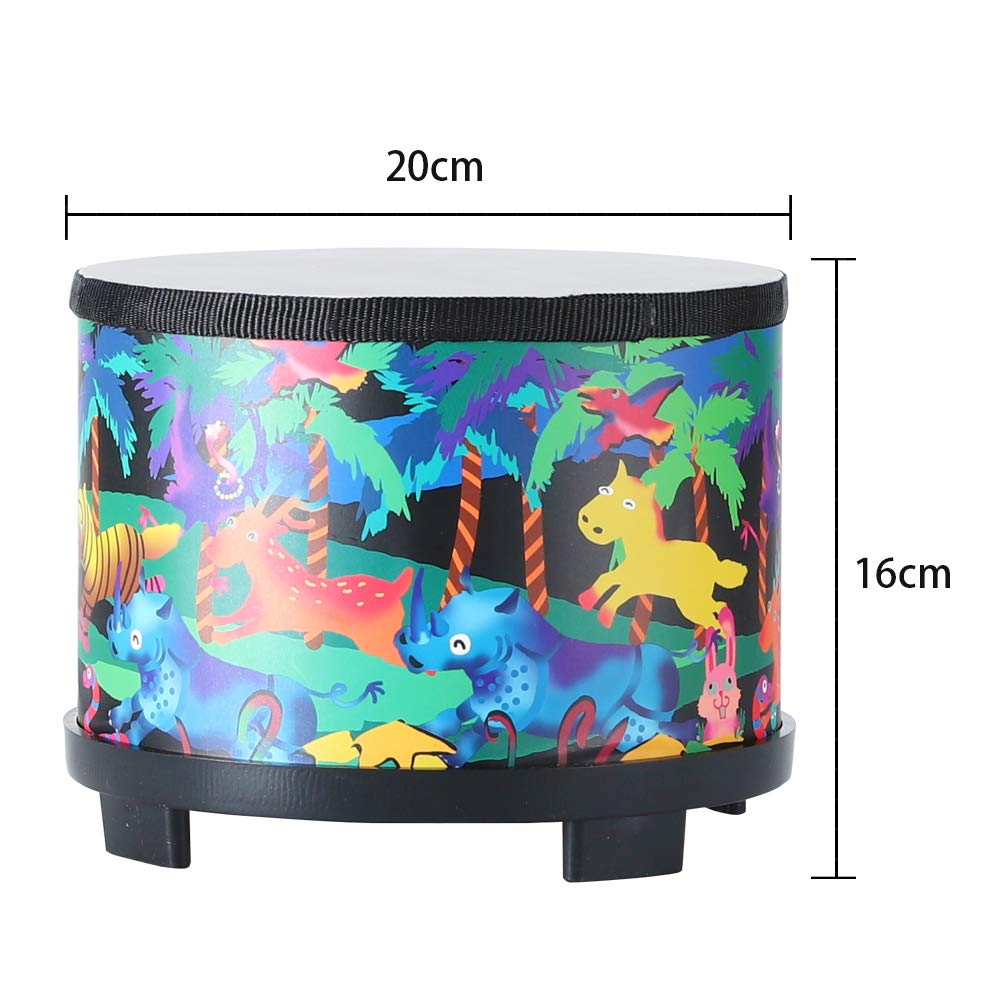 8-Inch Kids Floor Drum with Animal Print, 2 Mallets
