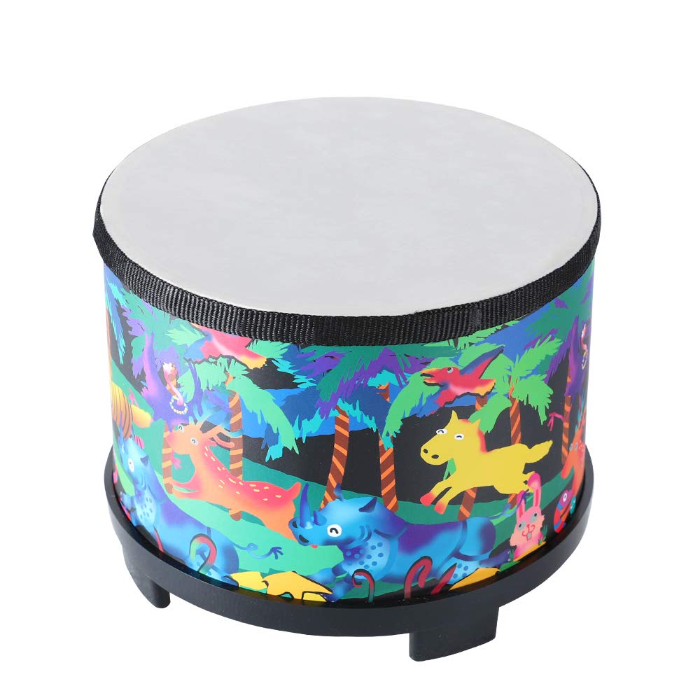 8-Inch Kids Floor Drum with Animal Print, 2 Mallets