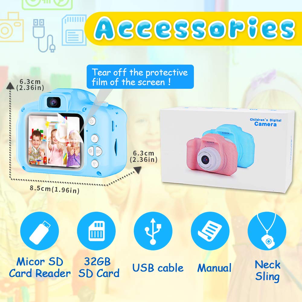 Kids Selfie Camera with 1080p Video, 28 Photo Frames & 32GB Card