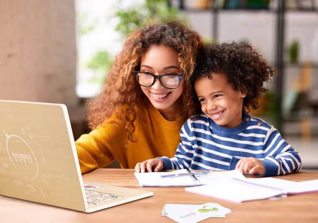 Toddler First Wooden Laptop - Montessori Play & Learn Set