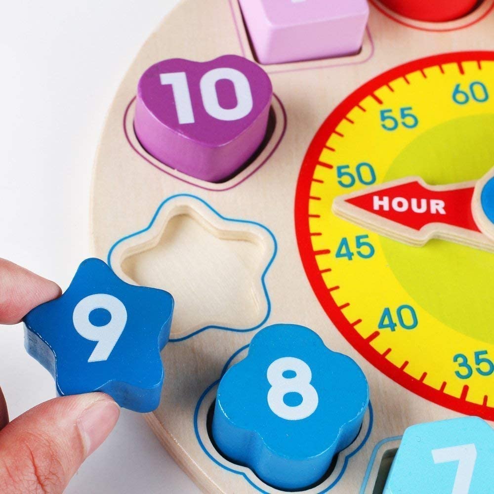 Wooden Shape-Sorting Learning Clock